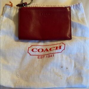 Coach Burgundy Leather Card Wallet